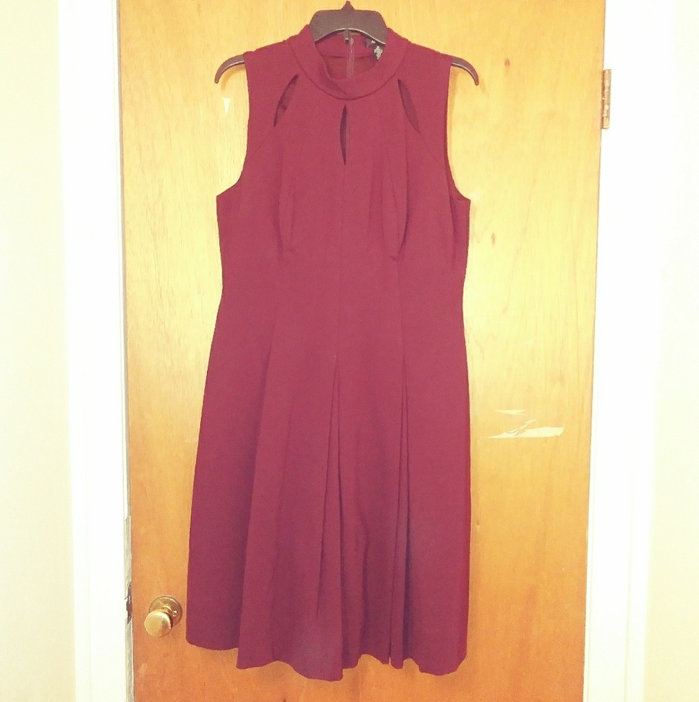 NWOT Maroon Midi / Tea Dress with Cutouts